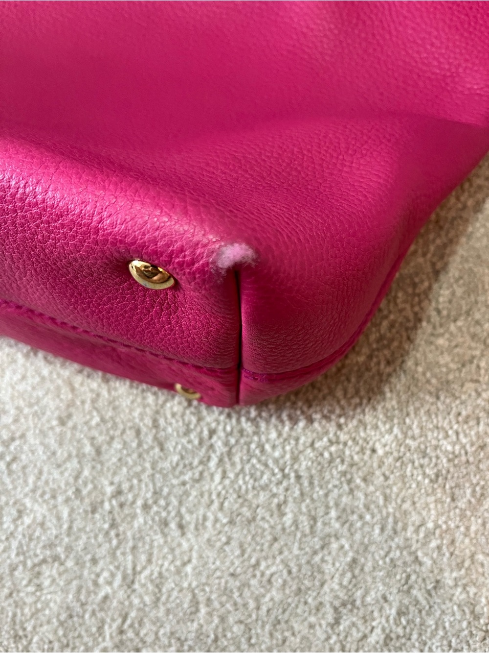Michael Kors Fuchsia Leather Tote with Gold Chain Details - Picture 11 of 15